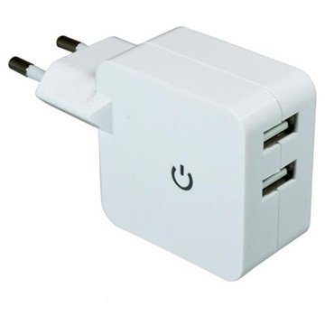 Dinic Kaksois-USB Matkalaturi Valkoinen